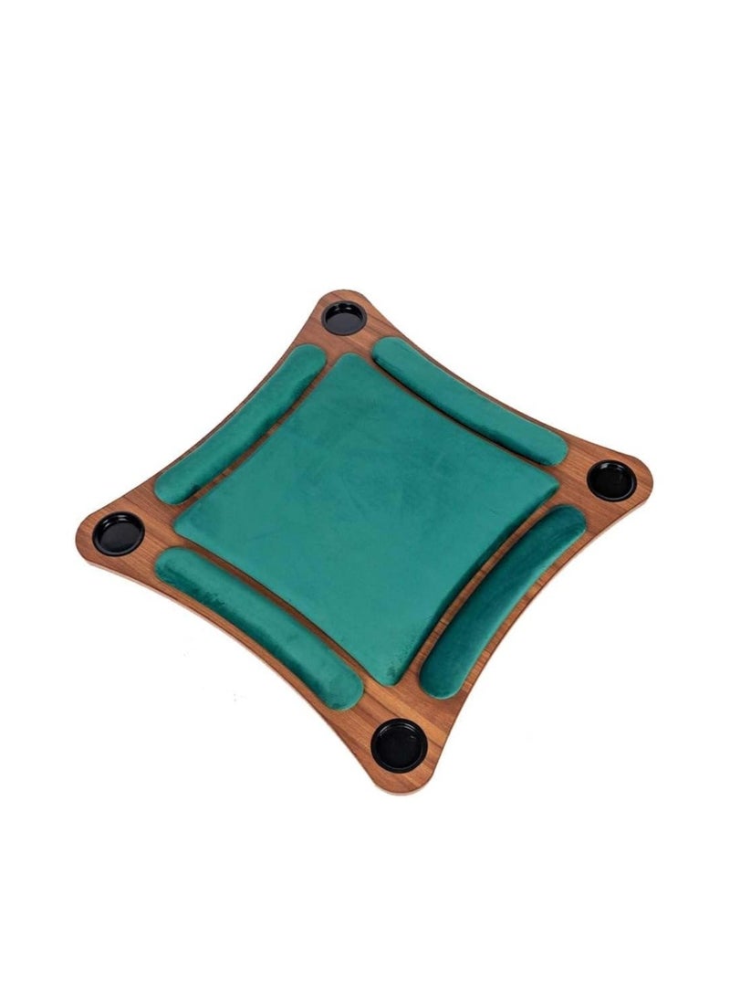 Rally - Card and Game Table for Belote and Jakaroo Curved Wooden Floor With Cup Holder - Image 1