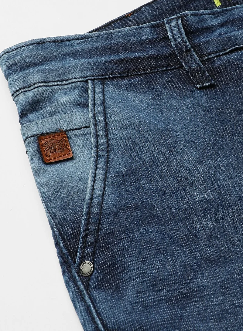 Campus Sutra Men's Classic Blue Medium-Washed Regular Fit Denim Jeans
