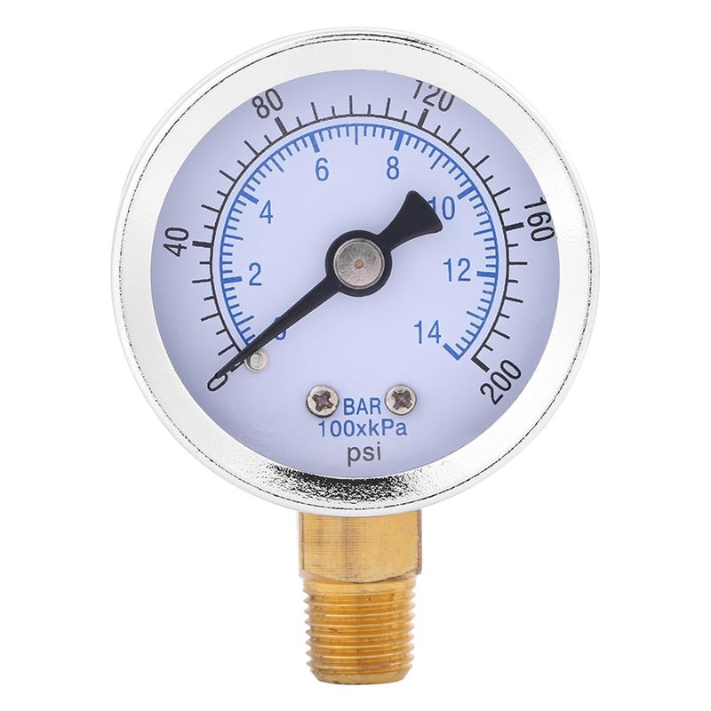 مقياس الضغط الجاف المعدني من 0 إلى 200 رطل لكل بوصة مربعة 14 بار منظم الهواء المائي الهيدروليكي تركيب خلفي - Image 1