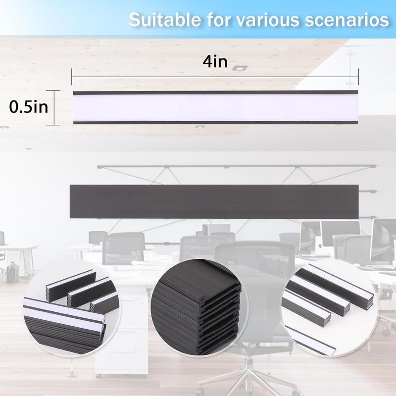 EEOYU Magnetic Label Holders with Magnets Magnetic Data Card Holders with Clear Plastic Protectors for Metal Shelf, Whiteboard, Set of 50 (0.5 x 4 Inch) - Image 2