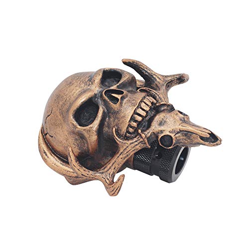 Sakali Specail Skull with Beard Car Gear Stick Shift Shifter Knob Universal fit for Most Manual Transmission or Automatic Transmission Without Lock Button(Copper) - Image 3