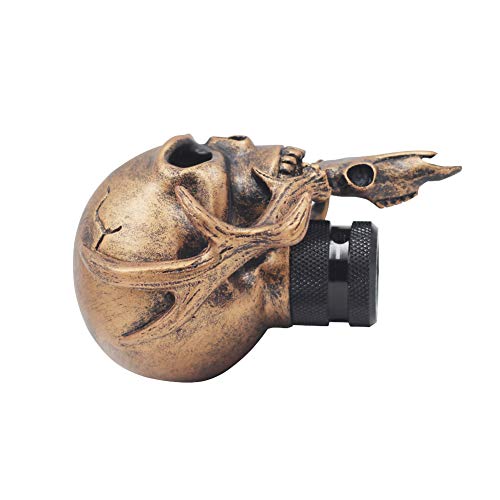 Sakali Specail Skull with Beard Car Gear Stick Shift Shifter Knob Universal fit for Most Manual Transmission or Automatic Transmission Without Lock Button(Copper) - Image 4