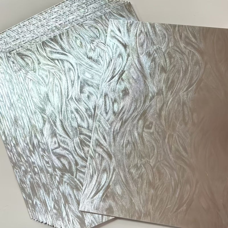 13 Sheets Silvery Feather Laser A4 Cardstock Metallic Luster Paper for Invitations Gift Boxes Party Decor - Image 1