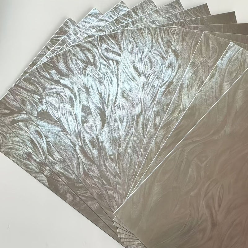 13 Sheets Silvery Feather Laser A4 Cardstock Metallic Luster Paper for Invitations Gift Boxes Party Decor - Image 3