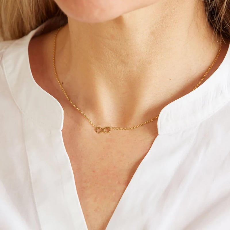 LLWOM 14K Gold Plated Infinity Necklace for Women - Simple Dainty Cute Infinity Pendant Necklace - Image 4
