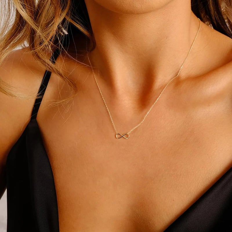 LLWOM 14K Gold Plated Infinity Necklace for Women - Simple Dainty Cute Infinity Pendant Necklace - Image 3