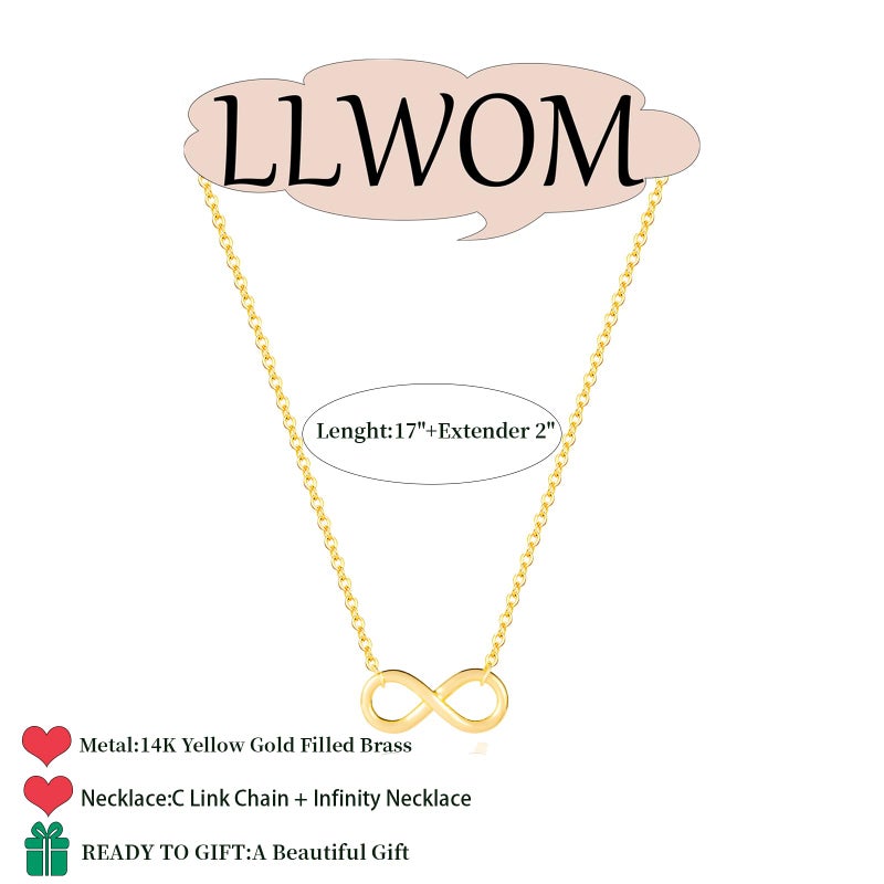 LLWOM 14K Gold Plated Infinity Necklace for Women - Simple Dainty Cute Infinity Pendant Necklace - Image 5