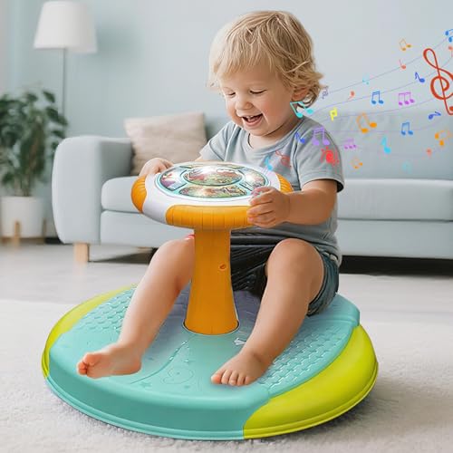VROGTIK Dinosaur Sit and Spin Toys for Toddlers 13 360 Toddler Spinning Seat with LED Lights and Music Christmas Birthday Gift for 1 2 3 Years Old Boys Sensory Toys Toddler Activities - Image 1
