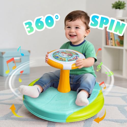 VROGTIK Dinosaur Sit and Spin Toys for Toddlers 13 360 Toddler Spinning Seat with LED Lights and Music Christmas Birthday Gift for 1 2 3 Years Old Boys Sensory Toys Toddler Activities - Image 5
