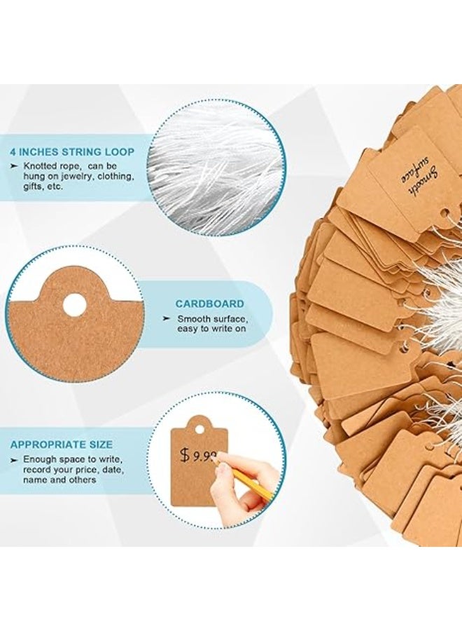200 Pcs Mini Kraft Price Tags, Marking Tags Kraft Price Tags Writable Blank Price Labels Display Tags with Elastic Hanging String, 0.59 x 0.98 Inch - Image 5