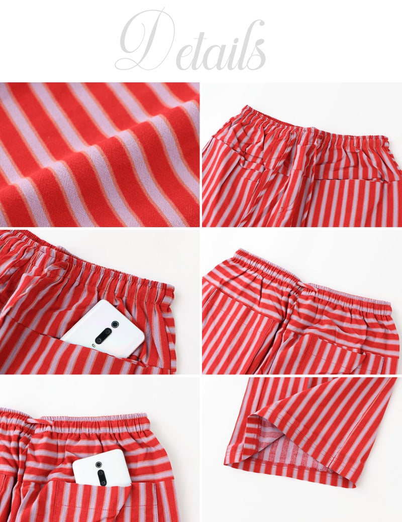 MISSACTIVER Women Drawstring Striped Pants Loose Wide Leg Trousers Casual Low Waist Pants Comfy Lounge Pants with Pockets - Image 5