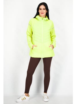 Tchibo Women Textured Long Sleeve Thermal Puffer Jacket, Neon Yellow  - Image 4