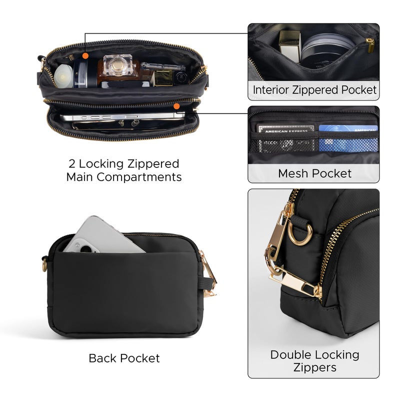 Joryin Anti Theft Crossbody Bag for Women Men, Slash-resistant RFID Blocking Travel Purses, Small Shoulder Bag Handbag, Black - Image 5