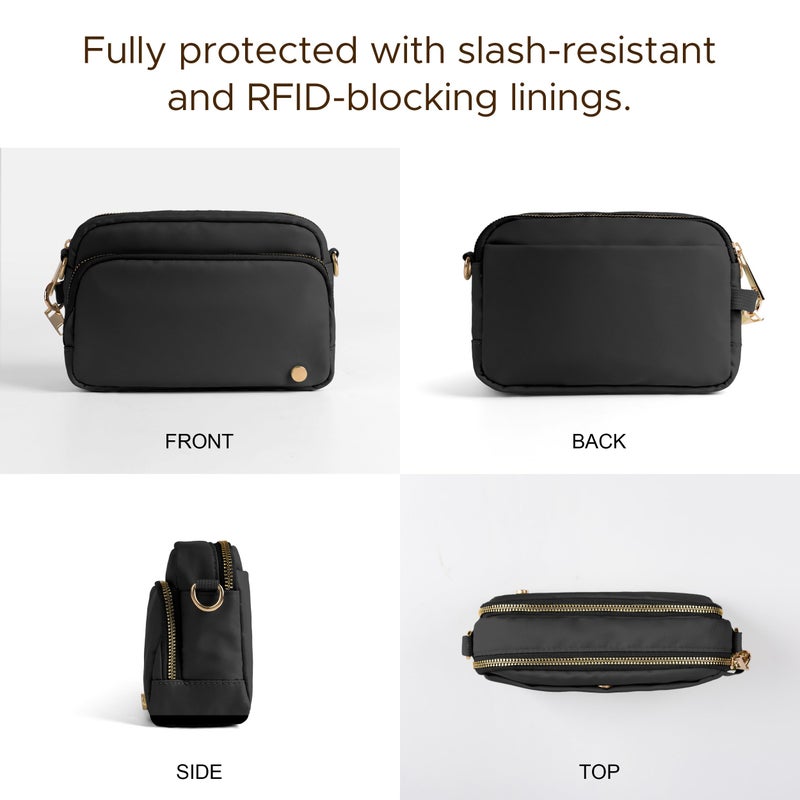 Joryin Anti Theft Crossbody Bag for Women Men, Slash-resistant RFID Blocking Travel Purses, Small Shoulder Bag Handbag, Black - Image 4