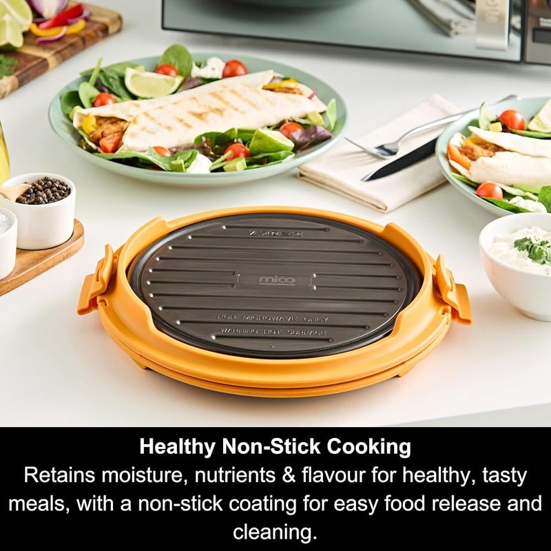 Morphy Richards MICO Round Grill, Quick & Easy Microwave Cooking, Compact Design, Advanced Heatwave Technology, Non-Stick, Healthy Eating, Fajitas, Burgers, Quesadilla, Pancake & More, 511651 - Image 2