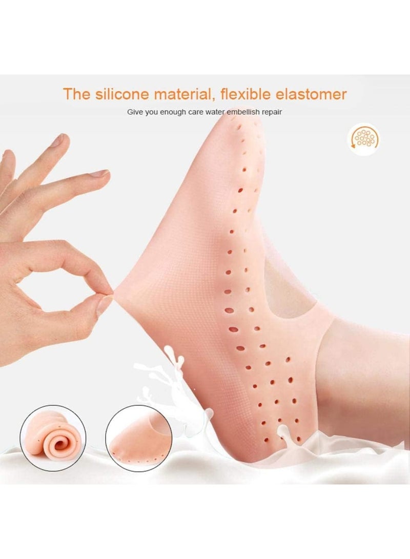 SOLARAE جوارب سيليكون مرطبة، جوارب مرطبة مضادة للتشقق، أداة العناية ببشرة القدم، جوارب وقائية للرجال والنساء، جوارب أرضية قابلة للتنفس، جوارب شاطئية مقاومة للماء للقدمين الجافتين والكاحلين وإصلاح الكعب المتشقق M 3 قطع - Image 3