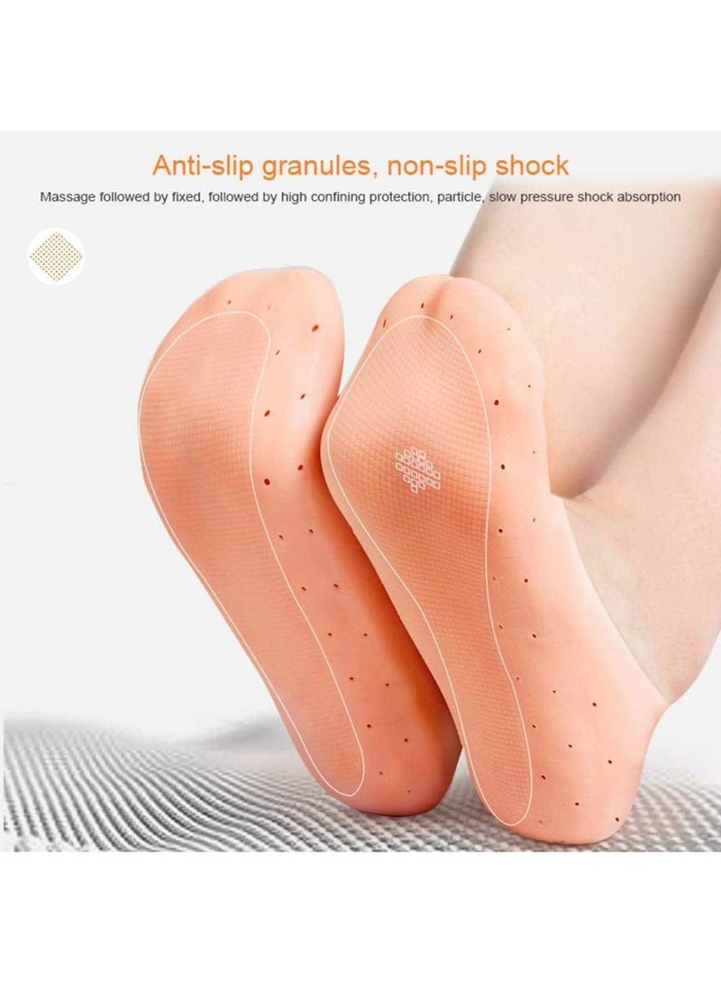 SOLARAE جوارب سيليكون مرطبة، جوارب مرطبة مضادة للتشقق، أداة العناية ببشرة القدم، جوارب وقائية للرجال والنساء، جوارب أرضية قابلة للتنفس، جوارب شاطئية مقاومة للماء للقدمين الجافتين والكاحلين وإصلاح الكعب المتشقق M 3 قطع - Image 4