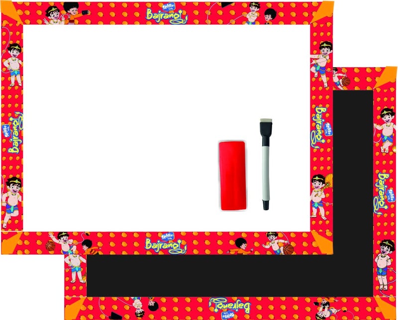 Zitto ‎Zitto Selfie with Bajrangi 2 in 1 Wooden Write & Wipe Board for Kids (14x12 Inches) - Image 3
