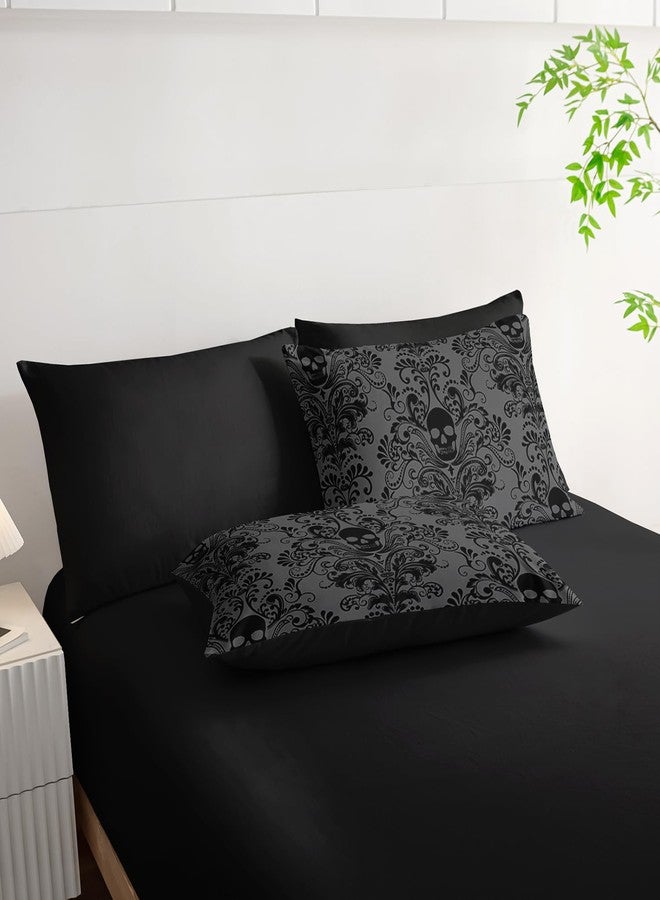 Tuzaovy Black Skull Comforter Set 7 Piece Queen Size Bed in A Bag,Goth Bedding for Room Decor,Soft Western Comforter Boho Hippie Bedding with Fitted Sheet,Flat Sheet, Pillowcases & Shams - Image 4