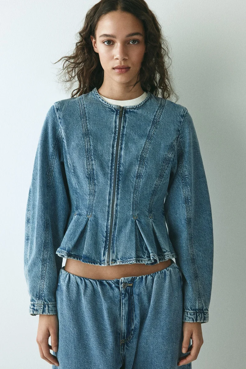 اتش اند ام بلوزة بيبلوم من الدنيم