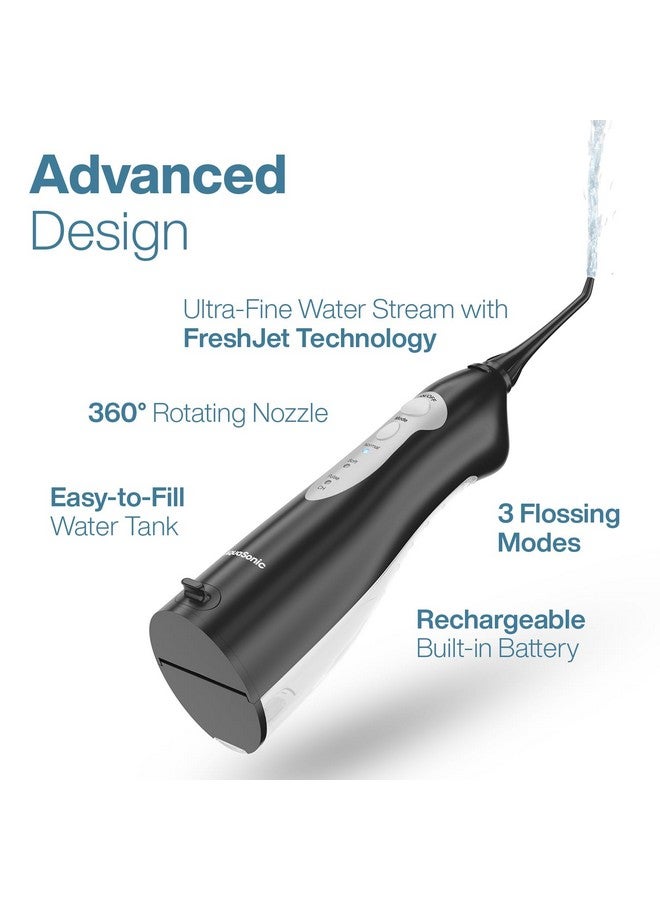 أكوا سونيك جهاز Aqua Flosser - جهاز تنظيف الأسنان بالماء اللاسلكي القابل لإعادة الشحن - جهاز تنظيف الأسنان المحمول المقاوم للماء مع 5 رؤوس نفاثة - تقويم الأسنان والمنزل والسفر - Image 2