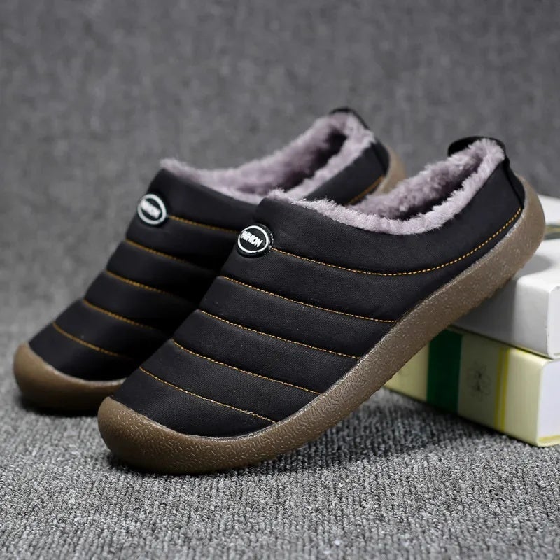 New autumn and winter fleece-lined cotton slippers men''s warm casual cotton shoes home waterproof non-slip slippers double-purpose cotton shoes - Image 3