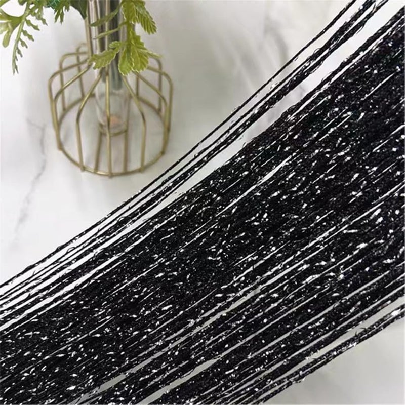 ave split Decorative Door String Curtain Wall Panel Fringe Window Panel Drapes Room Divider Blind Divider Tassel Screen Home 100cm*200cm (black1) - Image 3