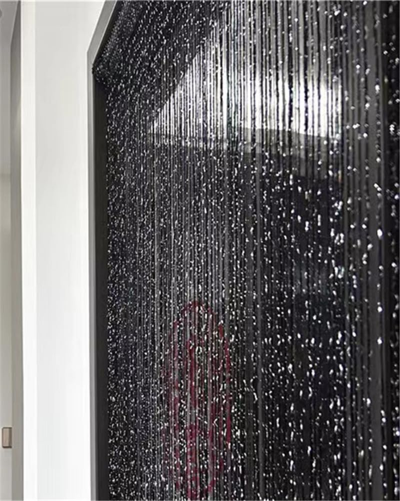 ave split Decorative Door String Curtain Wall Panel Fringe Window Panel Drapes Room Divider Blind Divider Tassel Screen Home 100cm*200cm (black1) - Image 4