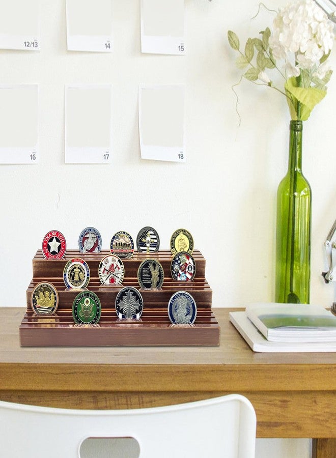 SPVIKISGO Challenge Coin Display Stand, Solid Wood Military Coin Holder Display, 9 Rows of Challenge Coin Holders, Holds 45-60 Coins - Image 5