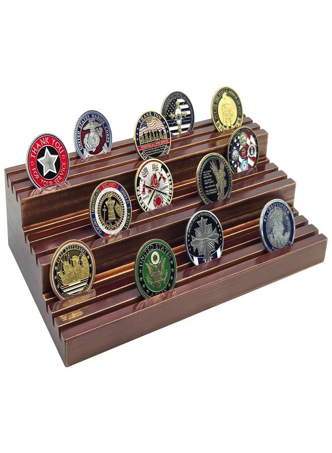 SPVIKISGO Challenge Coin Display Stand, Solid Wood Military Coin Holder Display, 9 Rows of Challenge Coin Holders, Holds 45-60 Coins - Image 1
