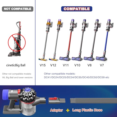 Sealegend Crevice Tool Dryer Vent Lint Vacuum Attachments Compatible with Dyson V15 V12 V11 V10 V8 V7 Vacuum Cleaner Dryer vent Cleaner Kit, Flexible Dryer Lint Removal Tool - Image 5