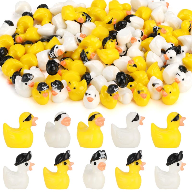 GGSTDDUP 80 Pcs Mini Pirate Resin Ducks, Funny Cruise Ducks, Yellow Pirate Ducks with Cap, Cute One-Eyed Ducks, Small Ducks Summer Pirate Party Favors Gifts (4 Styles) - Image 1