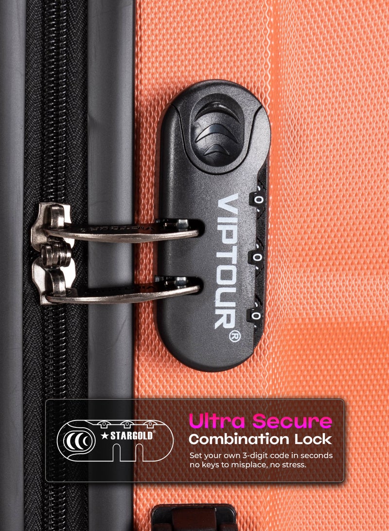 فيبتور مجموعة من 4 حقائب سفر خفيفة الوزن من البوليستر الجاكارد مع قفل رقمي 20، 24، 28، 32 بوصة - Image 3