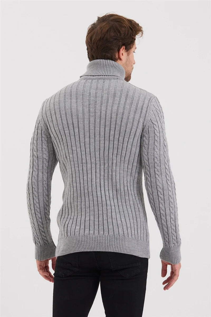 Cool Tarz Cool Style Men's Gray Knitted Patterned Knitwear SWEATER-TRZ8152R02S