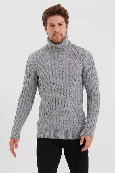 Cool Tarz Cool Style Men's Gray Knitted Patterned Knitwear SWEATER-TRZ8152R02S