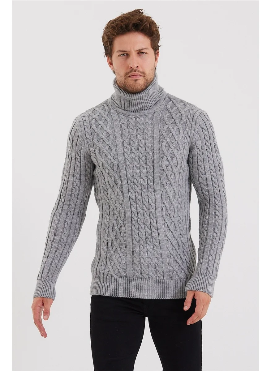 Cool Tarz Cool Style Men's Gray Knitted Patterned Knitwear SWEATER-TRZ8152R02S