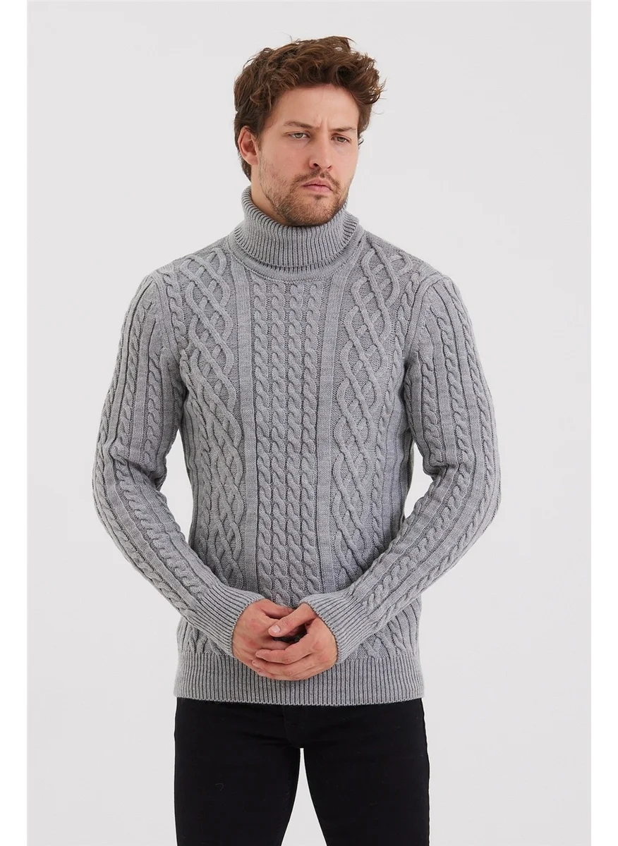 Cool Tarz Cool Style Men's Gray Knitted Patterned Knitwear SWEATER-TRZ8152R02S