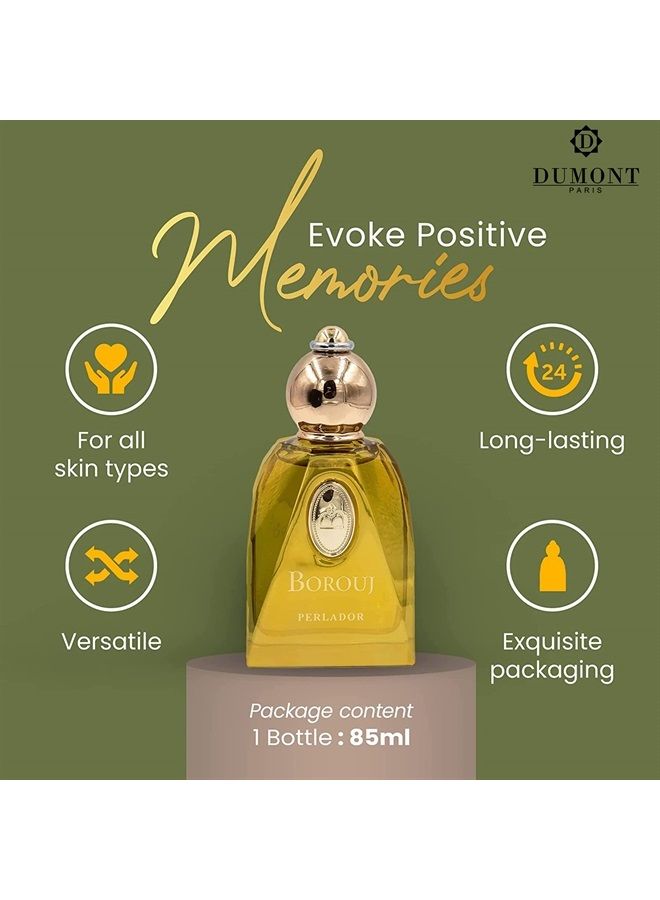 Dumont Cologne for Men and Women, Long Lasting Fragrance, with Incense, Violet and Aromatic Body Spray, Musk Perfume, Ladies Perfume, Travel Size Perfume, BOROUJ PERLADOR 85ml - Image 3