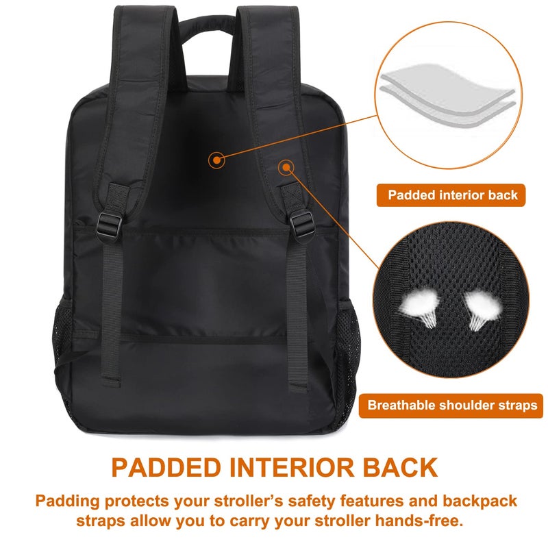 Mactso Stroller Travel Bag Compatible with GB Pockit and GB Pockit Air Plus All Terrain, Lightweight Stroller Travel Backpack for Airplane (Black, M) - Image 3