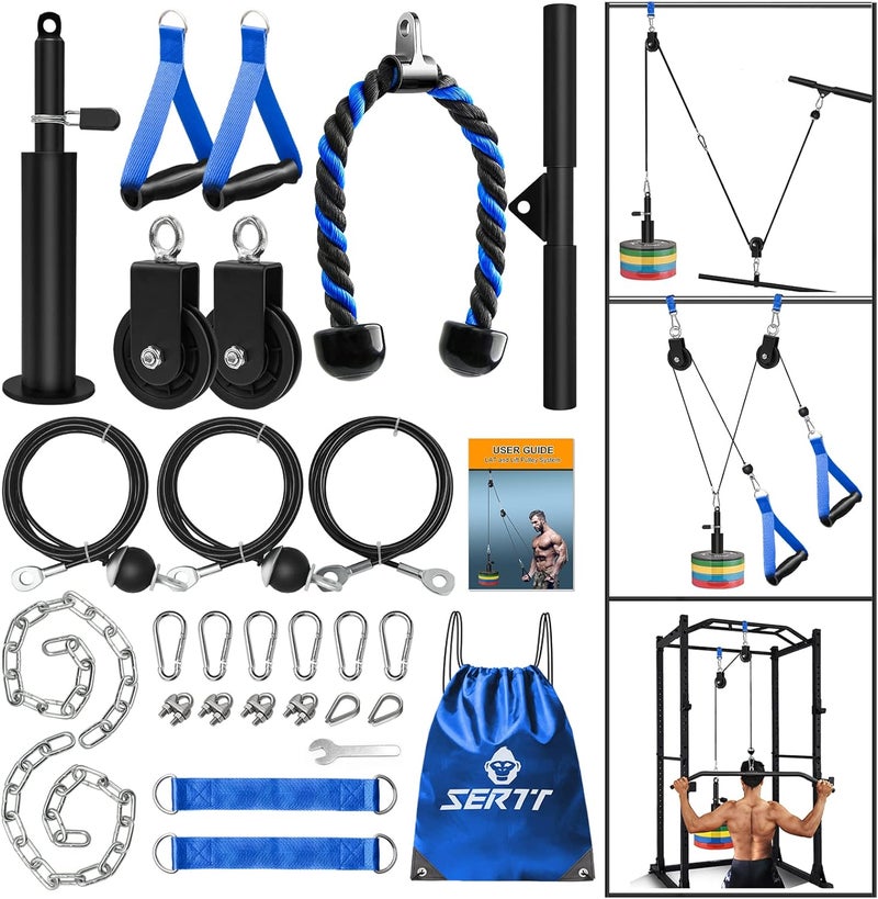 SERTT Weight Cable Pulley System Gym, Upgraded Cable Pulley Attachments for LAT Pull Down, Biceps Curl, Tricep, Arm Workouts - Home Gym Add On Equipment - Image 1