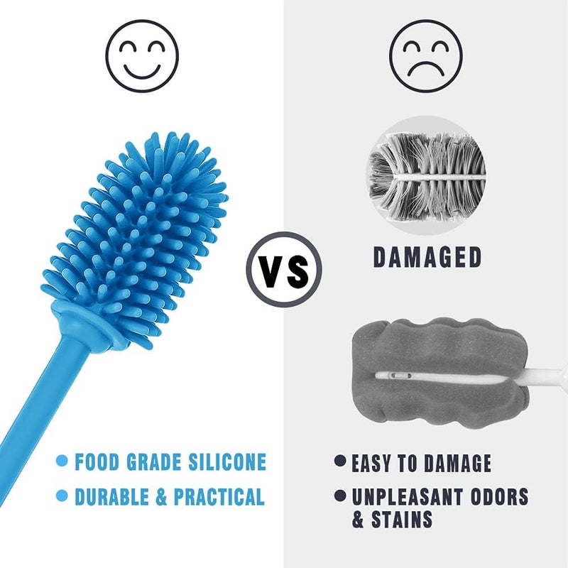 ddLUCK Silicone Bottle Cleaning Brush with Long Handle, Water Bottle Cleaner for Baby Bottles, Hydro Flask, Sports Bottle, Vase, Glassware, Perfect for Smaller Diameter Bottle Openings (Qty 1) - Image 3