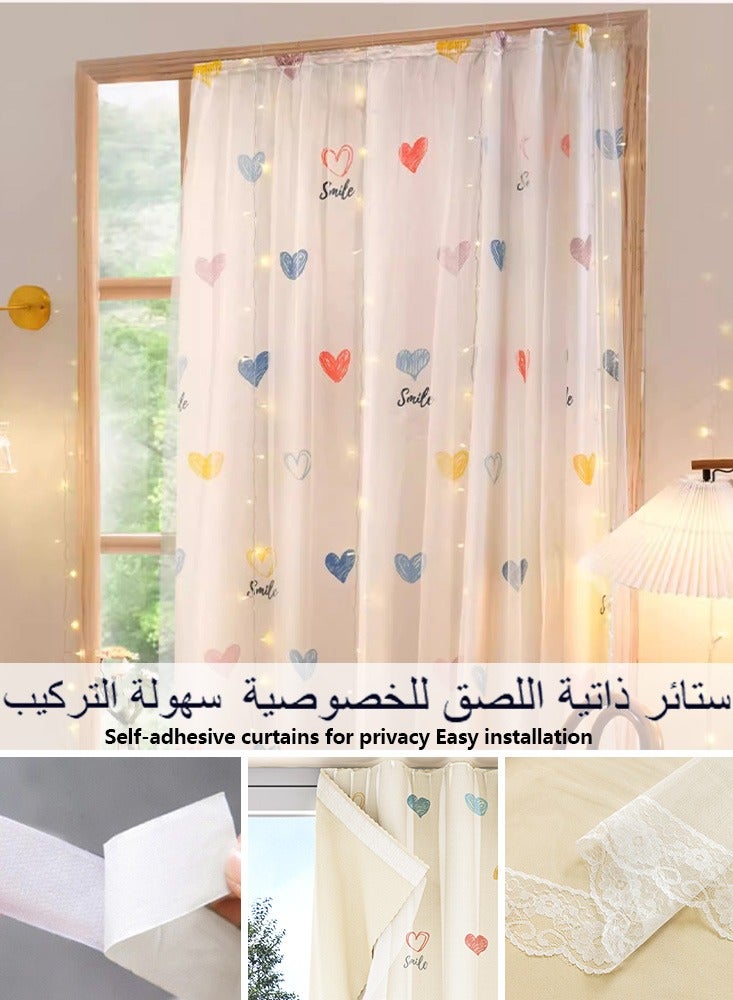 نامالو ستائر حجب الضوء، ذاتية اللصق وقابلة للحمل، سهلة التركيب، مع طبقة من الشاش على السطح، حماية من الشمس، عزل حراري، حماية الخصوصية، طول قصير، مناسبة لأنواع مختلفة من الغرف، ستائر غرفة النوم، ديكور غرفة النوم، ستائر حديثة - Image 1