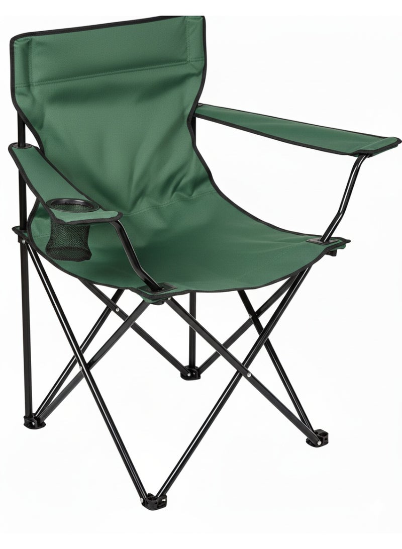 سبال كرسي تخييم قابل للطي من سبال محمول للرحلات والنزهات والشاطئ وصيد السمك مع حامل أكواب - Image 1