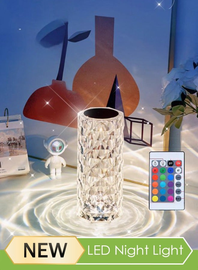 Loquat Crystal Acrylic Table Lamp with Remote,Home Crystal Table Lamp RGB Color Changing Night Light ，Romantic LED Rose Diamond Touch Lamps for Living Room Housewarming Gift - Image 1