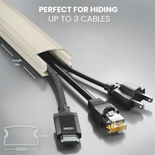 EVEO Cord Covers for Wires on Wall - 150in Cable Management Cable Hider - Cord Hiders for TV On Wall - Paintable Cable Concealer - Wire Covers for Cords - 10X (L16 x W0.95 x H0.5) - Medium | Beige - Image 3