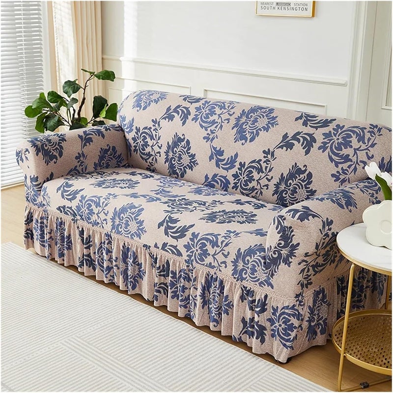 1pc Floral Printed Sofa Slipcover with Skirt Elastic Couch for Living Room for Sofa Couch Cushion Covers(Color 12,1pc Single Set) - Image 4
