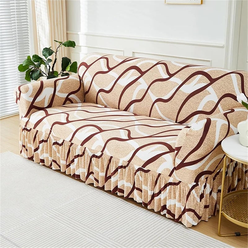 1pc Floral Printed Sofa Slipcover with Skirt Elastic Couch for Living Room for Sofa Couch Cushion Covers(Color 12,1pc Single Set) - Image 5