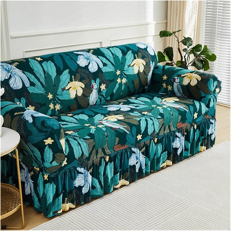 1pc Floral Printed Sofa Slipcover with Skirt Elastic Couch for Living Room for Sofa Couch Cushion Covers(Color 12,1pc Single Set) - Image 1