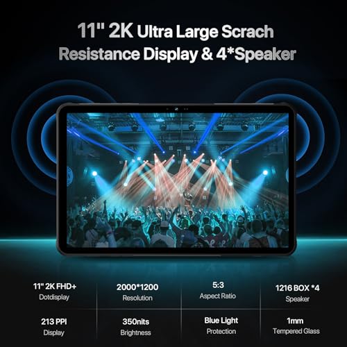 UMIDIGI 2K 11inch Rugged Tablet Android,Active T1 Octa-core 16GB RAM+128GB ROM,10000mAh,16+16+8MP Camera Waterproof Tablet with SIM Card Slot Unlocked/Stylus Pen/4G LTE/WiFi-5/BT 5.0/GPS,Warranty - Image 3