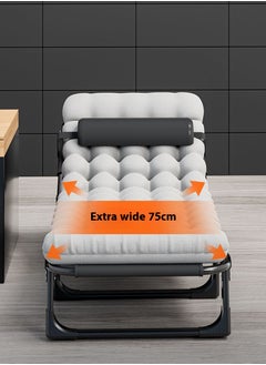 ETG Single Multifunctional 4-Speed Adjustable Folding Bed Folding Recliner, Suitable for Outdoor, Camping, Office Nap 75*190*28cm  - Image 5